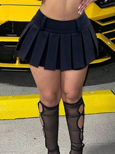 Y2K Preppy Black Leisure College Style Pleated A-Line Cargo Mini Skirt Culottes Bodycon Short Skirt